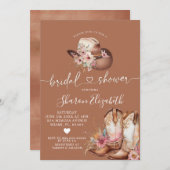 ボホ女性のカーボーイブーツブライダルシャワー招待 招待状 (正面/裏面)