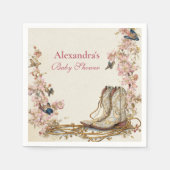 ボホ女性のカーボーイブーツベビーシャワー スタンダードカクテルナプキン (正面)