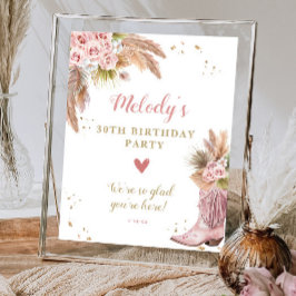 ボホ女性のカーボーイブートパンパスグラスバラ歓迎 ポスター