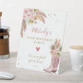 ボホ女性のカーボーイブートパンパスグラスバラ歓迎 台座サイン (インサイチュ)