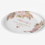 ボホ女性のカーボーイブートパンパスグラスバラ誕生日 ペーパープレート (アングル)