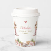 ボホ女性のカーボーイブートパンパスグラスバラ誕生日 紙コップ (裏面)