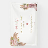 ボホ女性のカーボーイブートパンパスグラスバラ 横断幕 (縦)