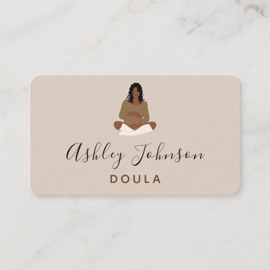 ボホ妊娠中の女性イラストレーション出産コーチ 名刺 (正面)