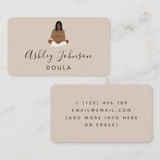ボホ妊娠中の女性イラストレーション出産コーチ 名刺 (正面/裏面)