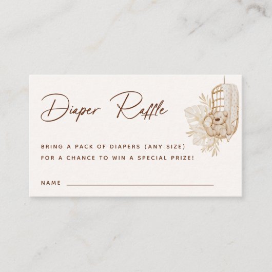 ボホ子供部屋おむつラッフルエンクロージャカード プレイスカード (正面)