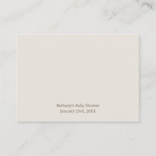 ボホ子供部屋の赤ちゃんシャワーゲームの数を推測 エンクロージャーカード (裏面)