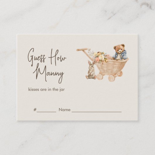 ボホ子供部屋の赤ちゃんシャワーゲームの数を推測 エンクロージャーカード (正面)