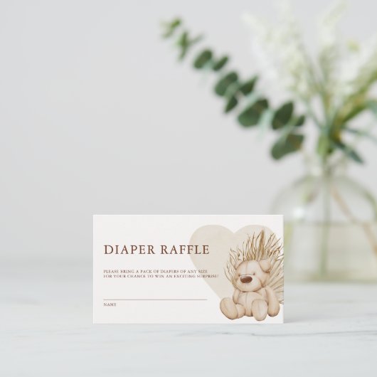 ボホ子供部屋シック赤ちゃんシャワーおむつラッフル エンクロージャーカード (スタンド正面)