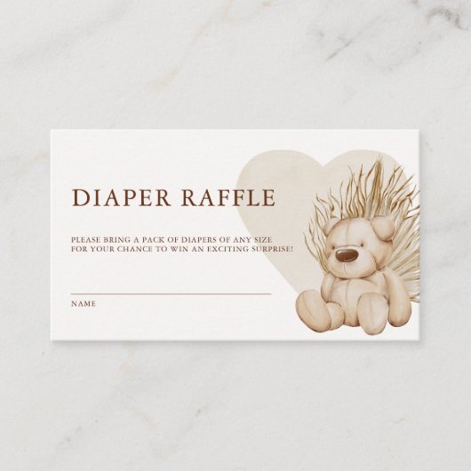 ボホ子供部屋シック赤ちゃんシャワーおむつラッフル エンクロージャーカード (正面)