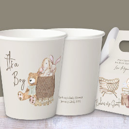 ボホ子供部屋テディベアカスタムニュートラル 紙コップ