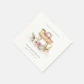 ボホ子供部屋ピンクフローラバシネットベイビーシャワー スタンダードカクテルナプキン (角)