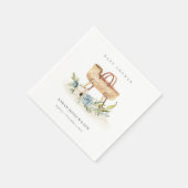 ボホ子供部屋ブルーフローラバシネットベイビーシャワー スタンダードカクテルナプキン (角)