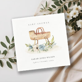 ボホ子供部屋ブルーフローラバシネットベイビーシャワー スタンダードカクテルナプキン