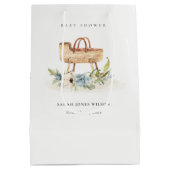 ボホ子供部屋ブルーフローラバシネットベイビーシャワー ミディアムペーパーバッグ (裏面)