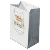 ボホ子供部屋ブルーフローラバシネットベイビーシャワー ミディアムペーパーバッグ (裏面アングル)