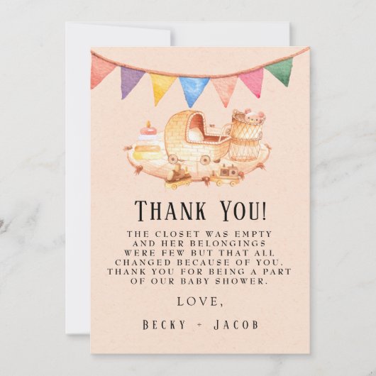 ボホ子供部屋ベビークリブベビーシャワーサンキューカード サンキューカード (正面)