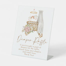 ボホ子供部屋ベビーシャワーおむつラッフル 台座サイン