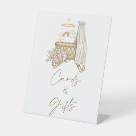 ボホ子供部屋ベビーシャワーカードとギフト 台座サイン