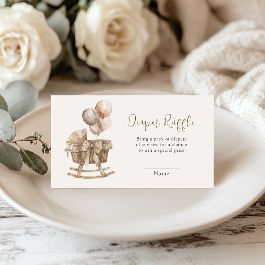 ボホ子供部屋ベージュバルーンおむつラッフル エンクロージャーカード