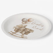 ボホ子供部屋ベージュバルーン性別リビール ペーパープレート (アングル)