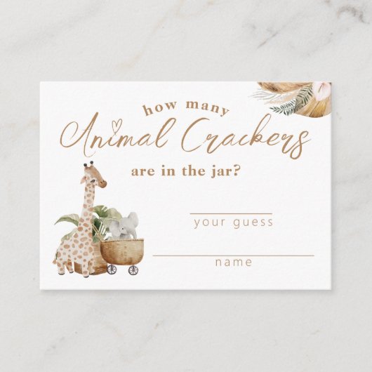 ボホ子供部屋モダン赤ちゃんシャワー動物クラッカー エンクロージャーカード (正面)