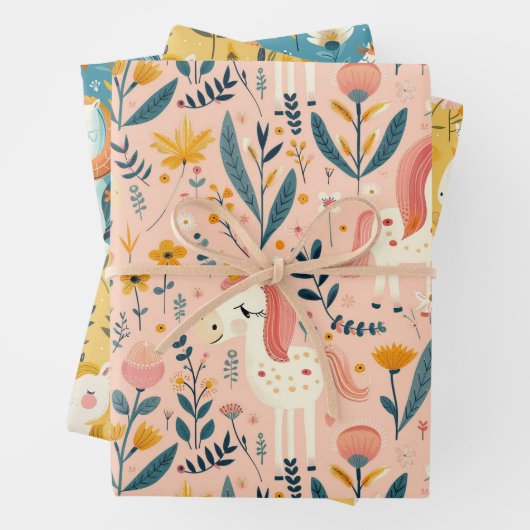 ボホ子供部屋ユニコーン、赤ちゃんシャワーの贈り物 ラッピングペーパーシート (インサイチュ)