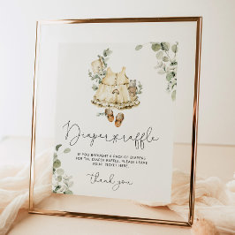 ボホ子供部屋ヴィンテージ衣装おむつラッフルサイン ポスター