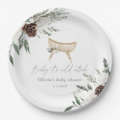 ボホ子供部屋冬の常緑赤ちゃんシャワー ペーパープレート (正面)