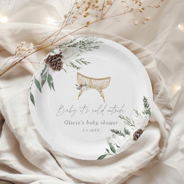 ボホ子供部屋冬の常緑赤ちゃんシャワー ペーパープレート