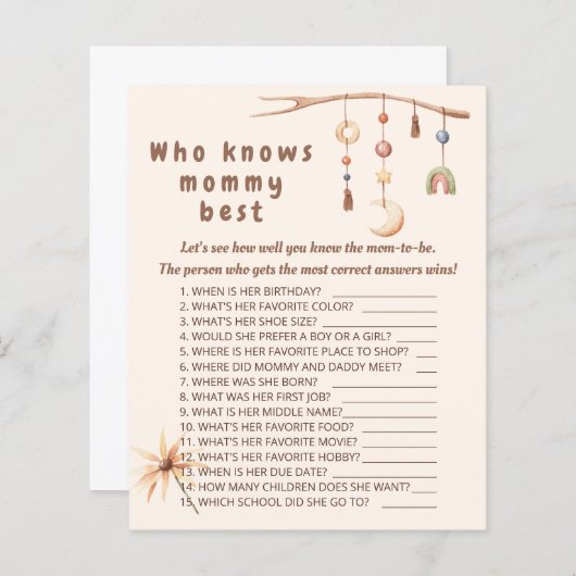 ボホ子供部屋誰がママのゲーム最高のを知っている。 (正面/裏面)