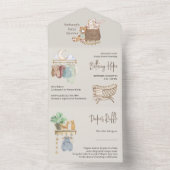 ボホ子供部屋赤ちゃんシャワーブックとオムツ オールインワン招待状 (内側)