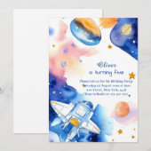 ボホ宇宙子供の誕生日 招待状 (正面/裏面)