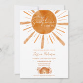 ボホ小さな日照虹のオレンジ色の赤ちゃんシャワー 招待状 (正面)