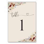 ボホ小さな野結婚花のテーブル テーブルナンバー (正面)