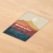 ボホ山脈と森1970年代のレトロ結婚ズ アクリル招待状 (レイダウン)