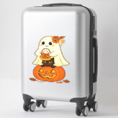 ボホ幽霊&ブラックキャット – カボチャのトリックまたは治療 シール (スーツケース)