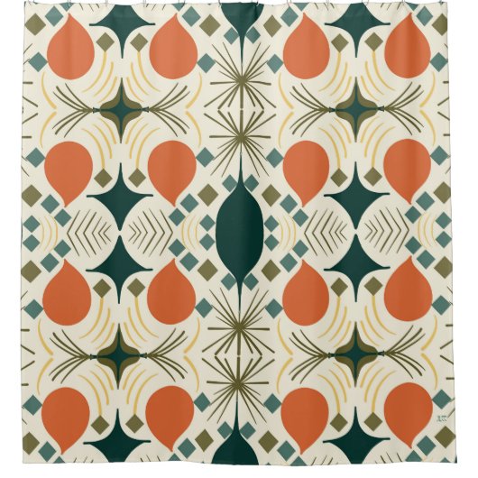 ボホ幾何ダイヤカラフルモンド模様 シャワーカーテン (正面)