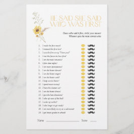 ボホ彼は彼女はヒマワリのブライダルシャワーゲームを言った