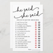 ボホ彼は彼女はブライダルシャワーゲームを言った (正面/裏面)