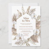 ボホ恋しく思フローラブライダルシャワーピンクパンパ 招待状 (正面)