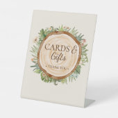 ボホ恐竜ベージュ赤ちゃんシャワーカードとギフト 台座サイン (正面)