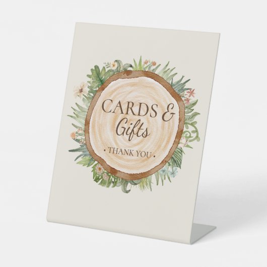 ボホ恐竜ベージュ赤ちゃんシャワーカードとギフト 台座サイン (正面)