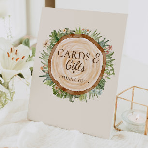 ボホ恐竜ベージュ赤ちゃんシャワーカードとギフト 台座サイン