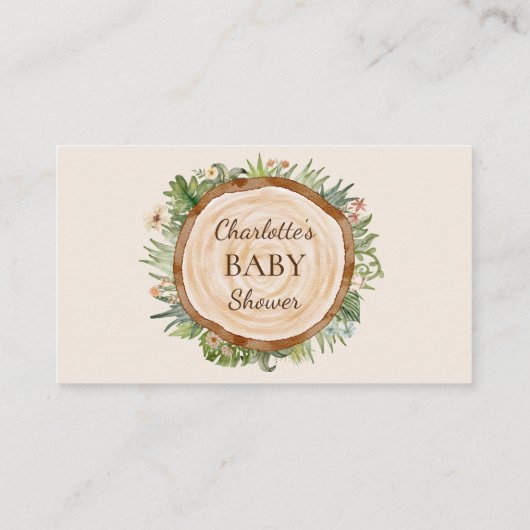 ボホ恐竜ベージュ赤ちゃんシャワー表示シャワー エンクロージャーカード (裏面)