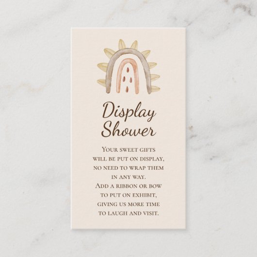 ボホ恐竜ベージュ赤ちゃんシャワー表示シャワー エンクロージャーカード (正面)