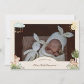 ボホ恐竜ベージュ2枚の写真誕生のお知らせ 案内状 (正面)