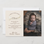 ボホ恐竜ベージュ2枚の写真誕生のお知らせ 案内状 (裏面)