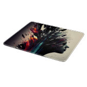 ボホ抽象芸術アートと女の子顔 カッティングボード (角)