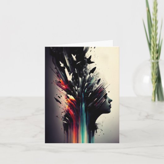 ボホ抽象芸術アートと女の子顔 カード (正面)